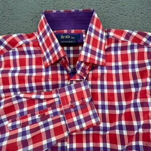 Men's Red and Purple Plaid Dress Shirt